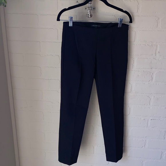 Theory Pants - Theory stretch pants black side zip size nylon blend